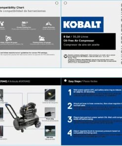 Kobalt Air Compressors 8-Gallon Single Stage Portable Electric Horizontal Air Compressor 21 Kobalt Air Compressors 8-Gallon Single Stage Portable Electric Horizontal Air Compressor -Kobalt Sales Store 08074535