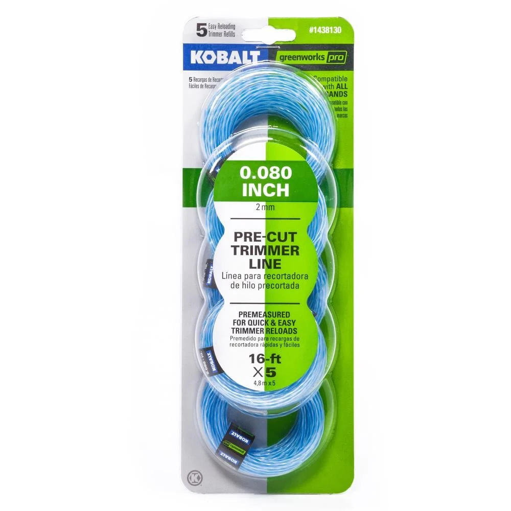 Kobalt String Trimmer Line 5-Pack 16-ft Spool 0.08-in Pre-Cut Trimmer Line 1 Kobalt String Trimmer Line 5-Pack 16-ft Spool 0.08-in Pre-Cut Trimmer Line
