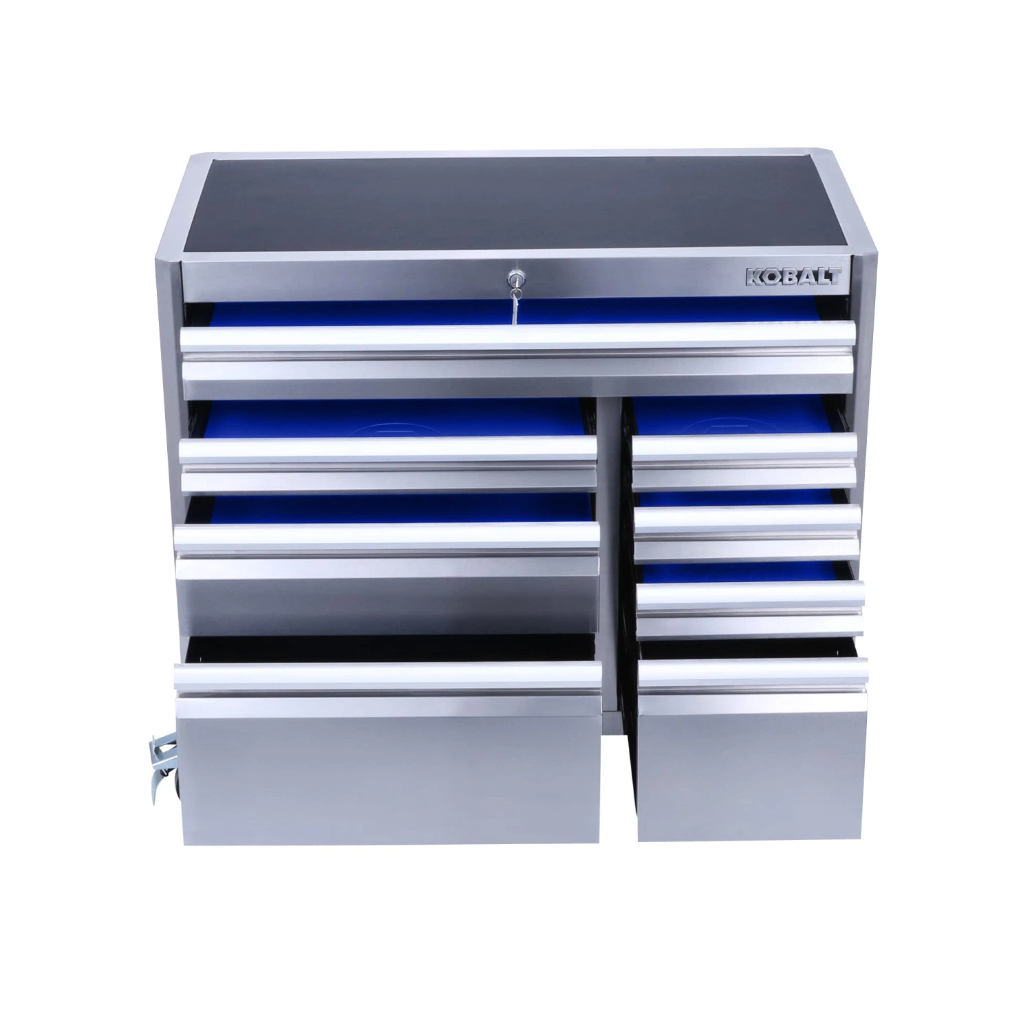 Kobalt Bottom Tool Cabinets 3000 Series 41-in W x 37.5-in H 8-Drawer Stainless Steel Rolling Tool Cabinet (Stainless Steel) 2 Kobalt Bottom Tool Cabinets 3000 Series 41-in W x 37.5-in H 8-Drawer Stainless Steel Rolling Tool Cabinet (Stainless Steel) - Image 2