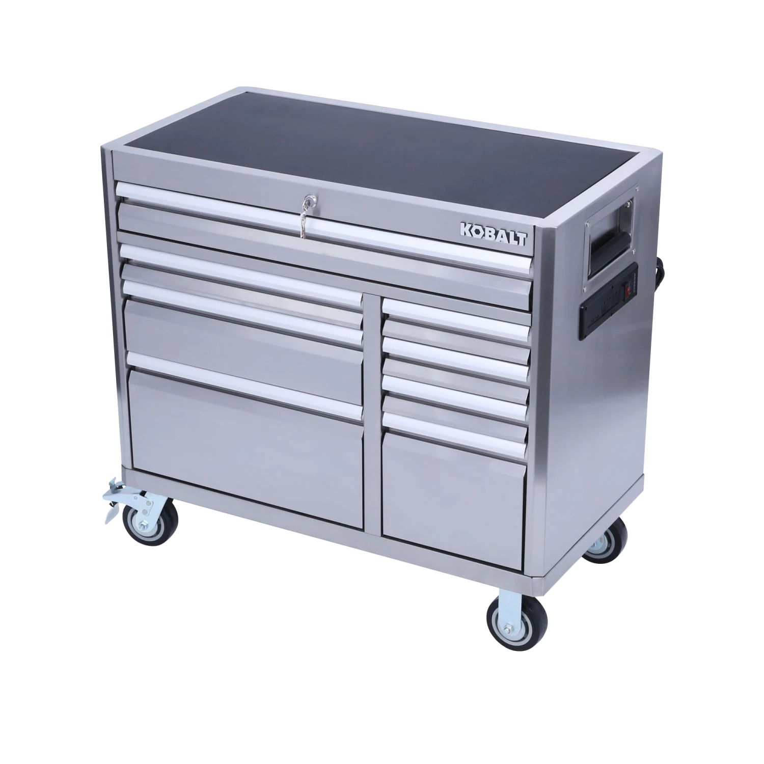Kobalt Bottom Tool Cabinets 3000 Series 41-in W x 37.5-in H 8-Drawer Stainless Steel Rolling Tool Cabinet (Stainless Steel) 3 Kobalt Bottom Tool Cabinets 3000 Series 41-in W x 37.5-in H 8-Drawer Stainless Steel Rolling Tool Cabinet (Stainless Steel) - Image 3