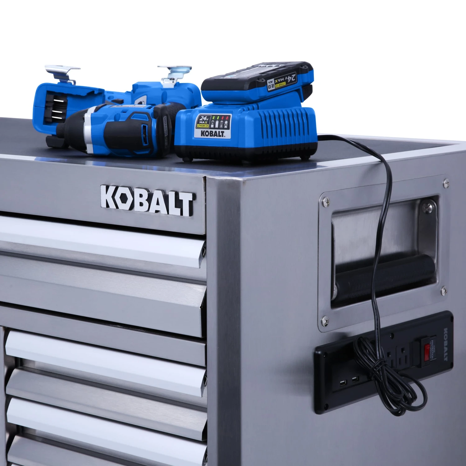 Kobalt Bottom Tool Cabinets 3000 Series 41-in W x 37.5-in H 8-Drawer Stainless Steel Rolling Tool Cabinet (Stainless Steel) 10 Kobalt Bottom Tool Cabinets 3000 Series 41-in W x 37.5-in H 8-Drawer Stainless Steel Rolling Tool Cabinet (Stainless Steel) - Image 10