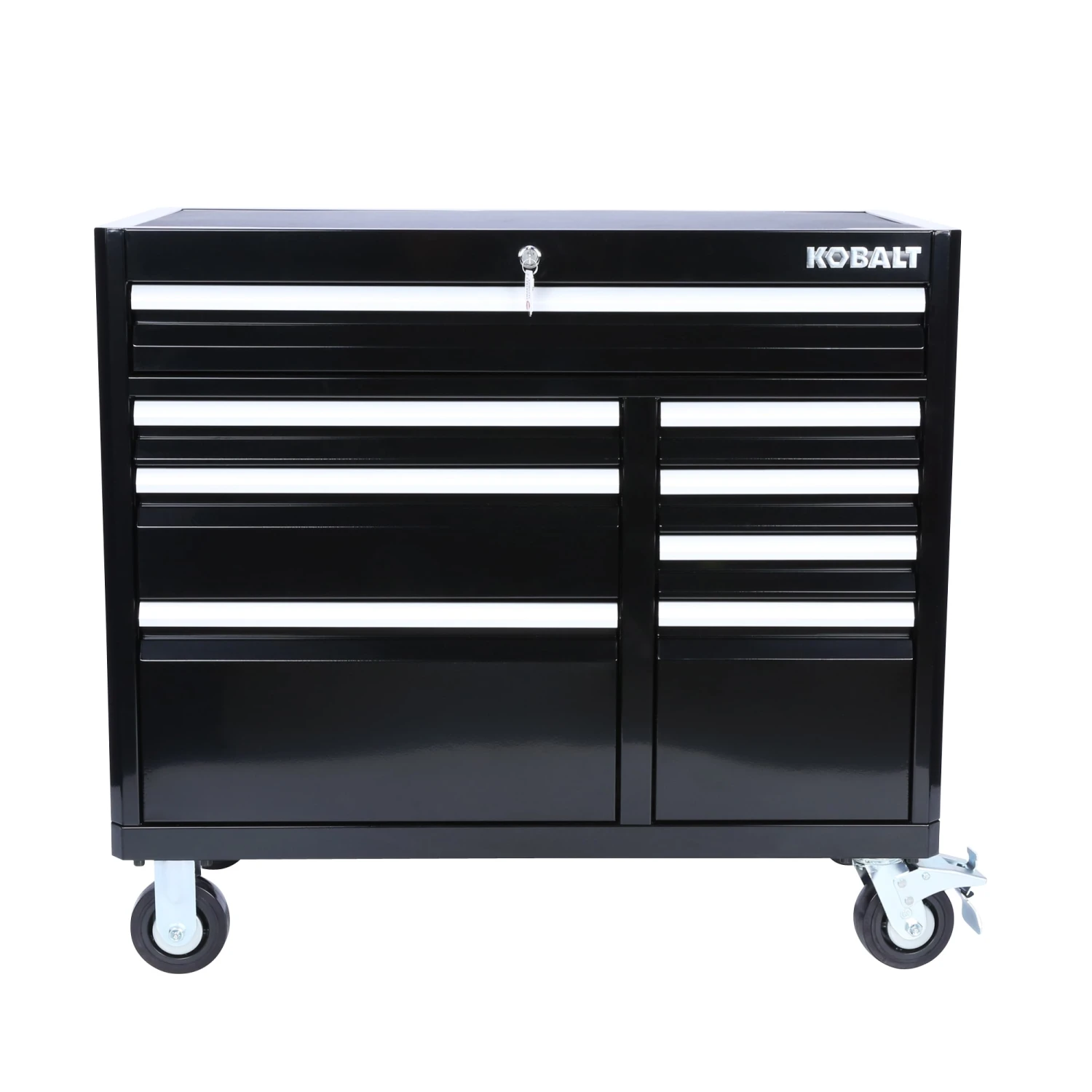Kobalt Bottom Tool Cabinets 3000 Series 41-in W x 37.5-in H 8-Drawer Steel Rolling Tool Cabinet (Black) 1 Kobalt Bottom Tool Cabinets 3000 Series 41-in W x 37.5-in H 8-Drawer Steel Rolling Tool Cabinet (Black)
