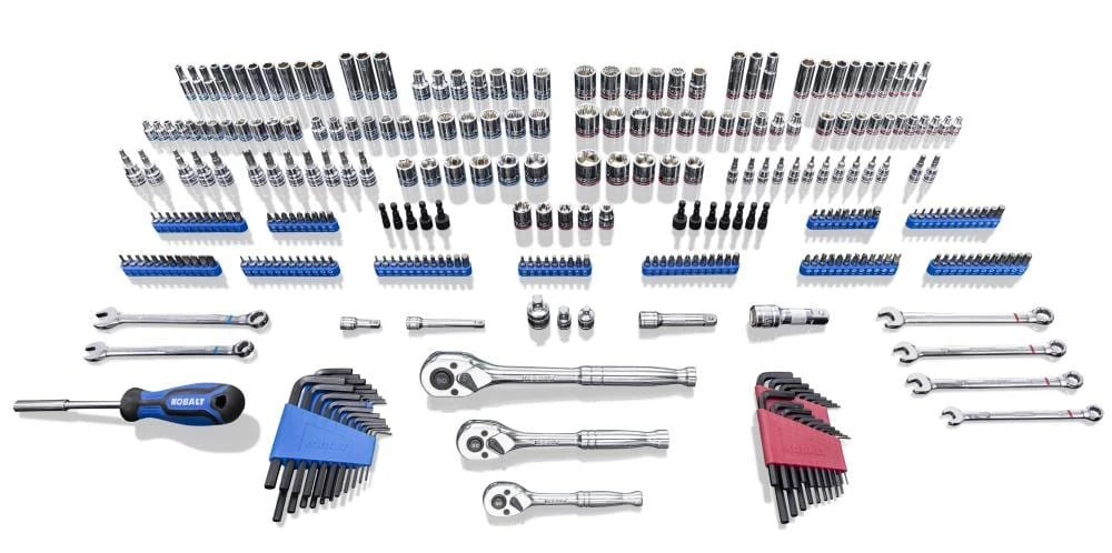 Kobalt Mechanics Tool Sets 319-Piece Standard (SAE) and Metric Combination Polished Chrome Mechanics Tool Set (1/4-in; 3/8-in) 1 Kobalt Mechanics Tool Sets 319-Piece Standard (SAE) and Metric Combination Polished Chrome Mechanics Tool Set (1/4-in; 3/8-in)