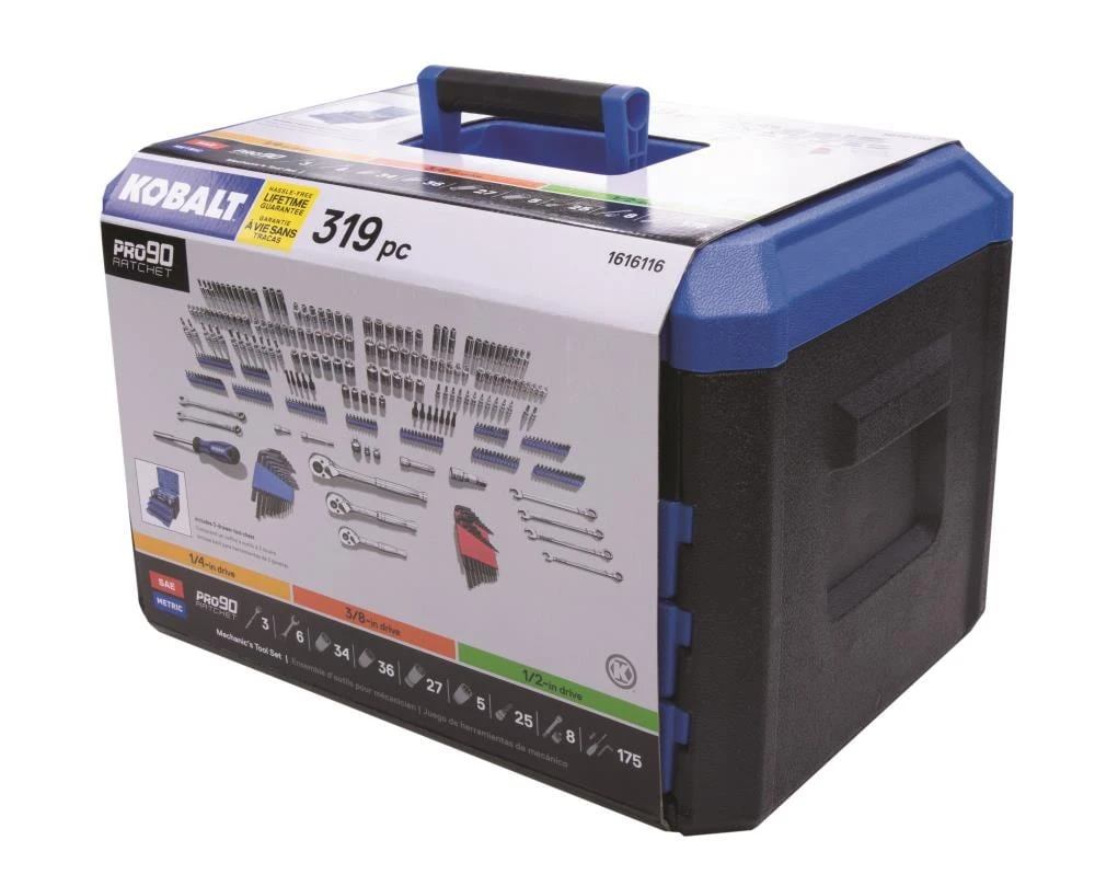 Kobalt Mechanics Tool Sets 319-Piece Standard (SAE) and Metric Combination Polished Chrome Mechanics Tool Set (1/4-in; 3/8-in) 20 Kobalt Mechanics Tool Sets 319-Piece Standard (SAE) and Metric Combination Polished Chrome Mechanics Tool Set (1/4-in; 3/8-in) - Image 20