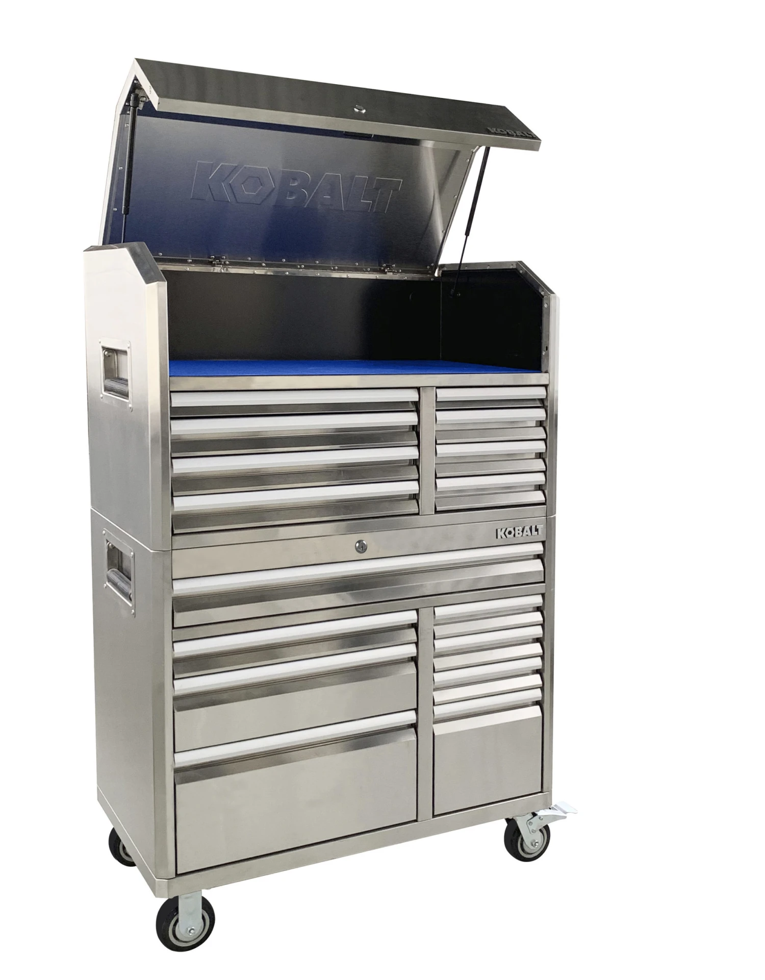 Kobalt Bottom Tool Cabinets 3000 Series 41-in W x 37.5-in H 8-Drawer Stainless Steel Rolling Tool Cabinet (Stainless Steel) 12 Kobalt Bottom Tool Cabinets 3000 Series 41-in W x 37.5-in H 8-Drawer Stainless Steel Rolling Tool Cabinet (Stainless Steel) - Image 12