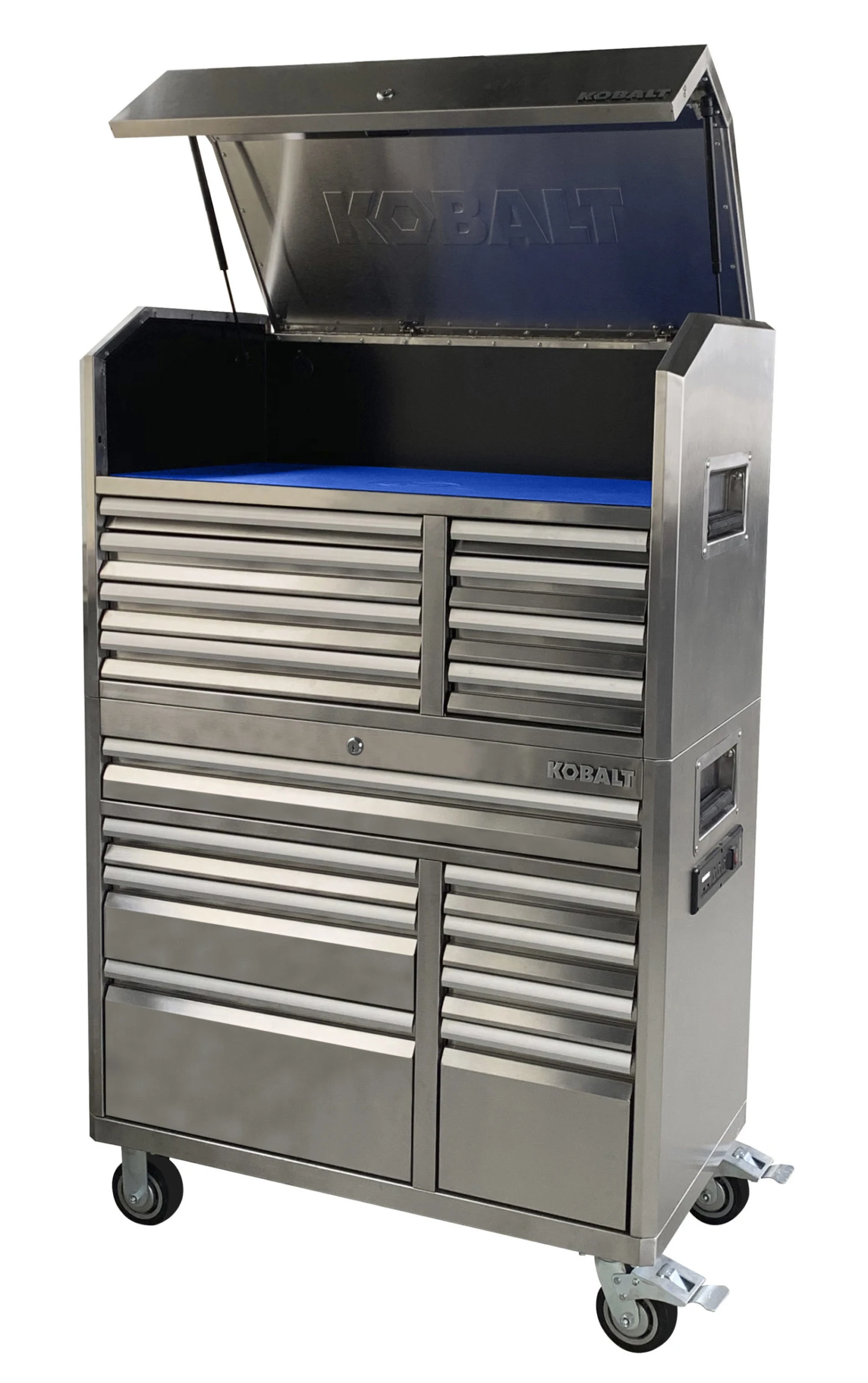 Kobalt Bottom Tool Cabinets 3000 Series 41-in W x 37.5-in H 8-Drawer Stainless Steel Rolling Tool Cabinet (Stainless Steel) 13 Kobalt Bottom Tool Cabinets 3000 Series 41-in W x 37.5-in H 8-Drawer Stainless Steel Rolling Tool Cabinet (Stainless Steel) - Image 13