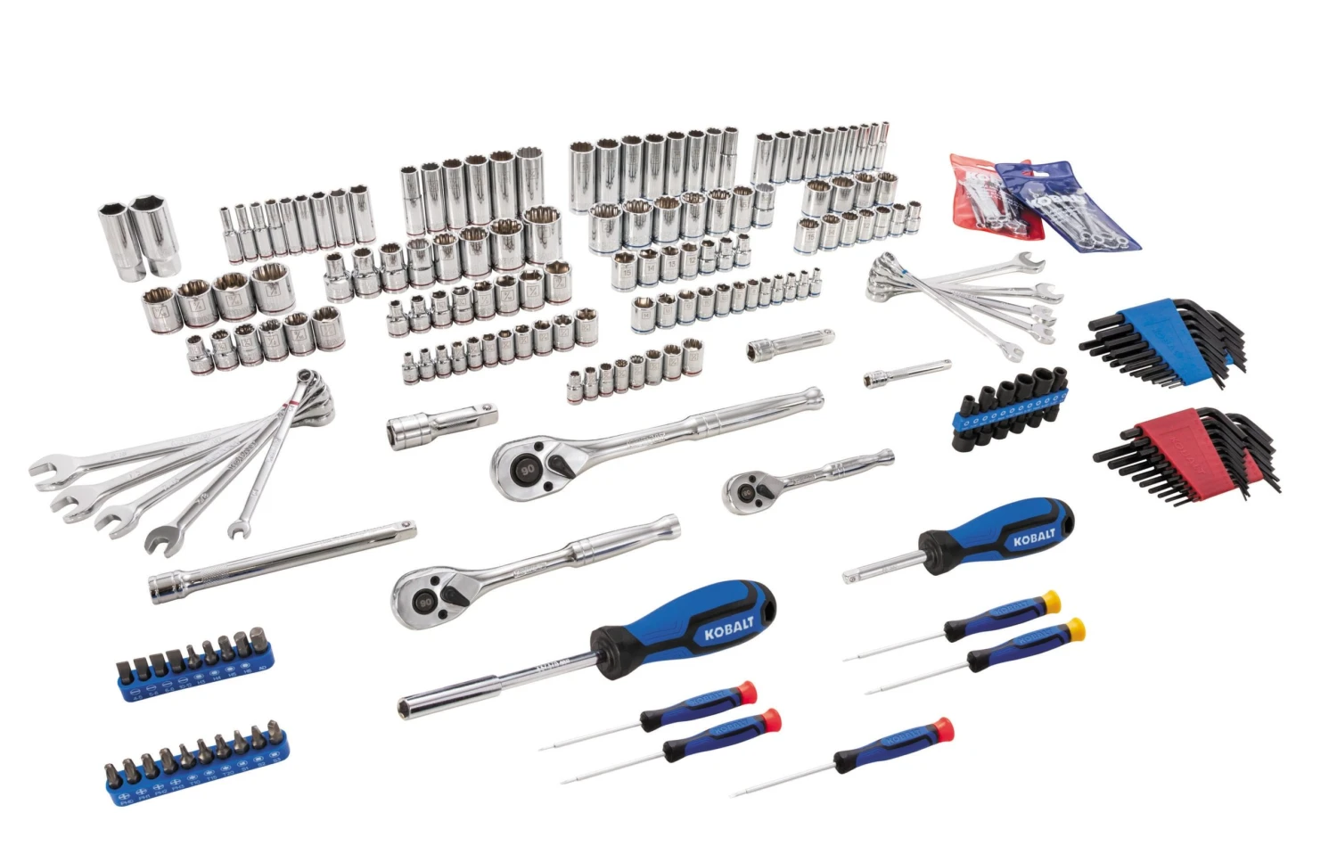 Kobalt Mechanics Tool Sets 232-Piece Standard (SAE) and Metric Combination Polished Chrome Mechanics Tool Set (1/4-in; 3/8-in; 1/2-in;) 2 Kobalt Mechanics Tool Sets 232-Piece Standard (SAE) and Metric Combination Polished Chrome Mechanics Tool Set (1/4-in; 3/8-in; 1/2-in;) - Image 2