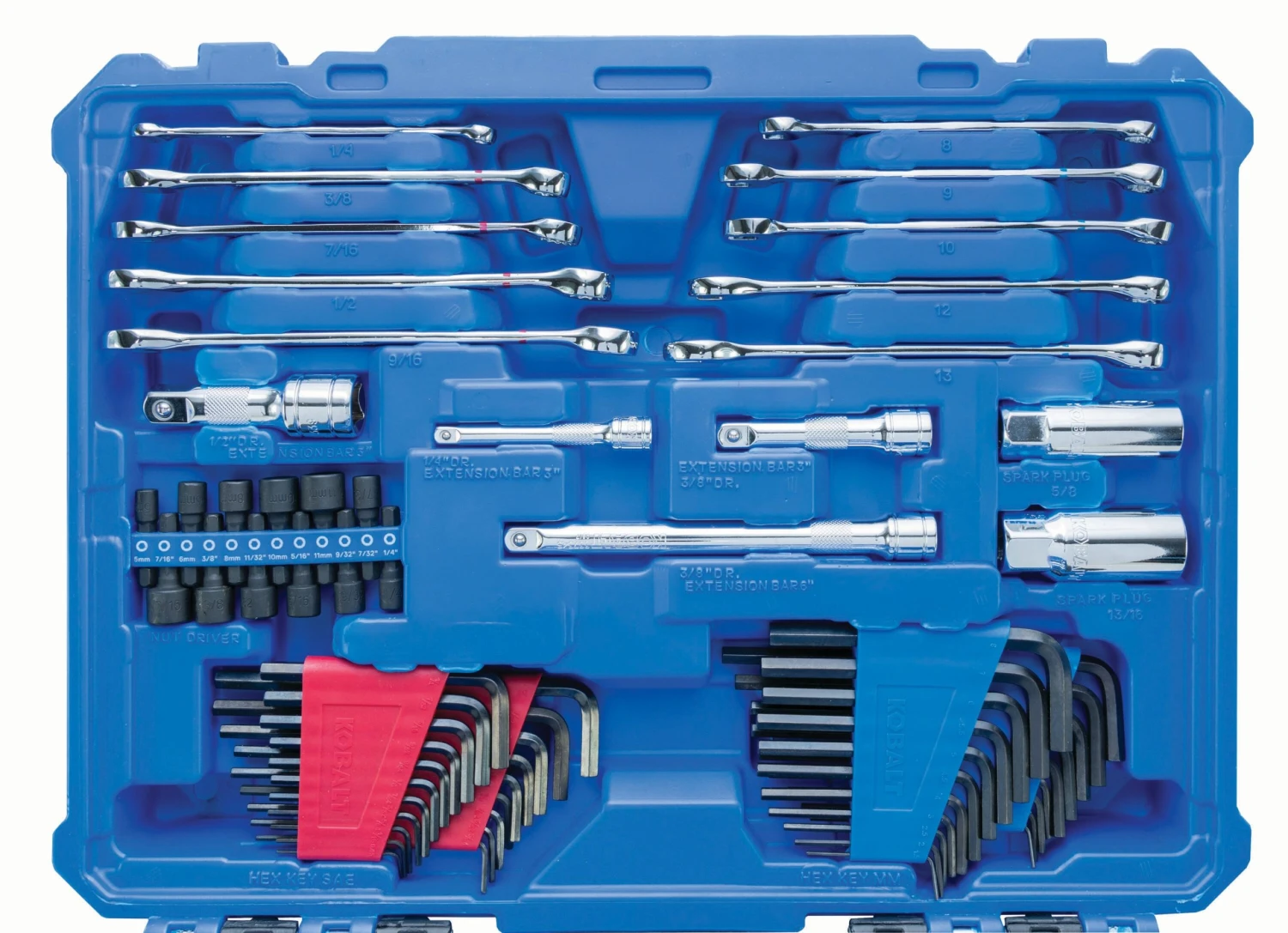 Kobalt Mechanics Tool Sets 232-Piece Standard (SAE) and Metric Combination Polished Chrome Mechanics Tool Set (1/4-in; 3/8-in; 1/2-in;) 4 Kobalt Mechanics Tool Sets 232-Piece Standard (SAE) and Metric Combination Polished Chrome Mechanics Tool Set (1/4-in; 3/8-in; 1/2-in;) - Image 4