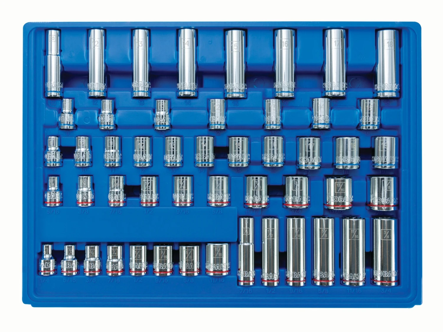 Kobalt Mechanics Tool Sets 232-Piece Standard (SAE) and Metric Combination Polished Chrome Mechanics Tool Set (1/4-in; 3/8-in; 1/2-in;) 7 Kobalt Mechanics Tool Sets 232-Piece Standard (SAE) and Metric Combination Polished Chrome Mechanics Tool Set (1/4-in; 3/8-in; 1/2-in;) - Image 7