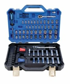 Kobalt Mechanics Tool Sets Centennial 100-Piece Standard (SAE) and Metric Combination Polished Chrome Mechanics Tool Set (1/4-in; 3/8-in) -Kobalt Sales Store 40333068 scaled