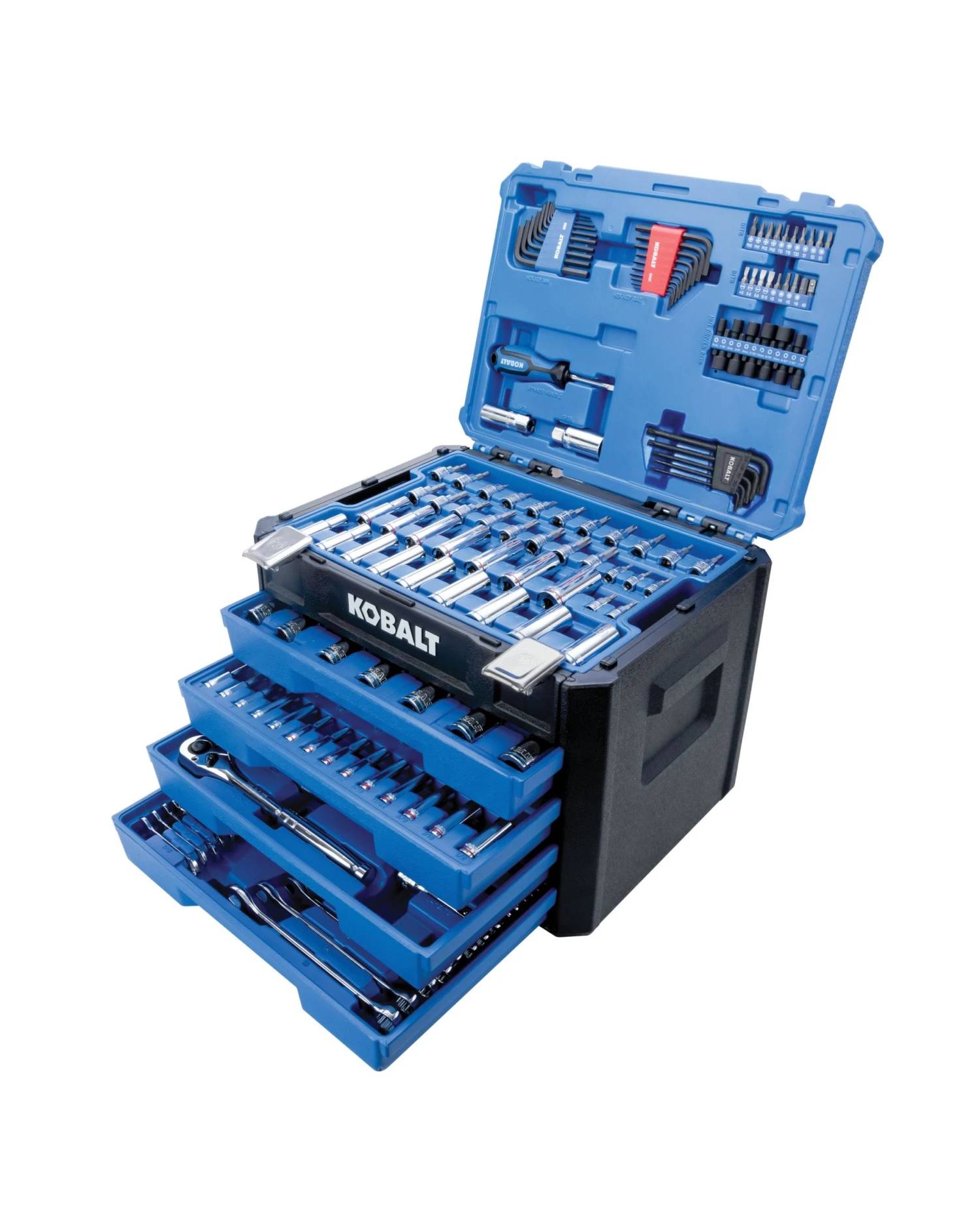 Kobalt Mechanics Tool Sets 250-Piece Standard (SAE) and Metric Combination Polished Chrome Mechanics Tool Set (1/4-in; 3/8-in) 1 Kobalt Mechanics Tool Sets 250-Piece Standard (SAE) and Metric Combination Polished Chrome Mechanics Tool Set (1/4-in; 3/8-in)