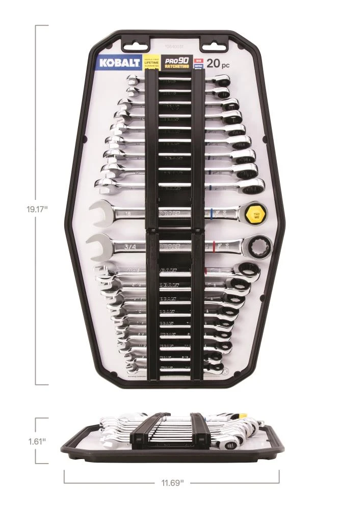 Kobalt Ratchet Wrenches & Sets In Tray with Removable Rails 20-Piece Set 12-Point Standard (SAE) and Metric Combination Ratchet Wrench Set 11 Kobalt Ratchet Wrenches & Sets In Tray with Removable Rails 20-Piece Set 12-Point Standard (SAE) and Metric Combination Ratchet Wrench Set - Image 11