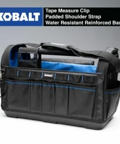 Kobalt Tool Bags Plumbing Tool Bag with Caddy Black, Blue Polyester 12.99-in