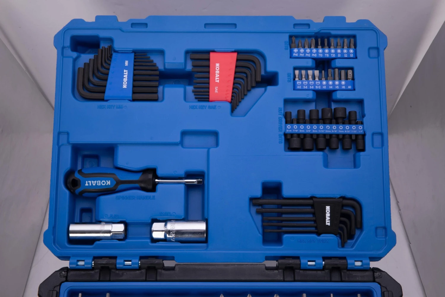 Kobalt Mechanics Tool Sets 250-Piece Standard (SAE) and Metric Combination Polished Chrome Mechanics Tool Set (1/4-in; 3/8-in) 3 Kobalt Mechanics Tool Sets 250-Piece Standard (SAE) and Metric Combination Polished Chrome Mechanics Tool Set (1/4-in; 3/8-in) - Image 3