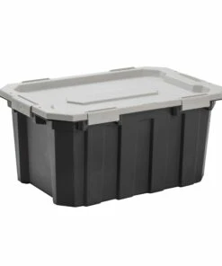 Kobalt Plastic Storage Totes X-large 24-Gallon (96-Quart) Grey Heavy Duty Tote with Latching Lid