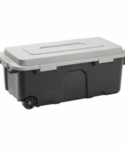 Kobalt Plastic Storage Totes X-large 31-Gallon (124-Quart) Grey Heavy Duty Rolling Tote with Latching Lid