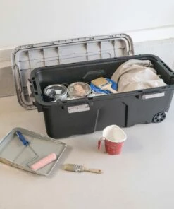 Kobalt Plastic Storage Totes X-large 31-Gallon (124-Quart) Grey Heavy Duty Rolling Tote with Latching Lid -Kobalt Sales Store 46359332 scaled